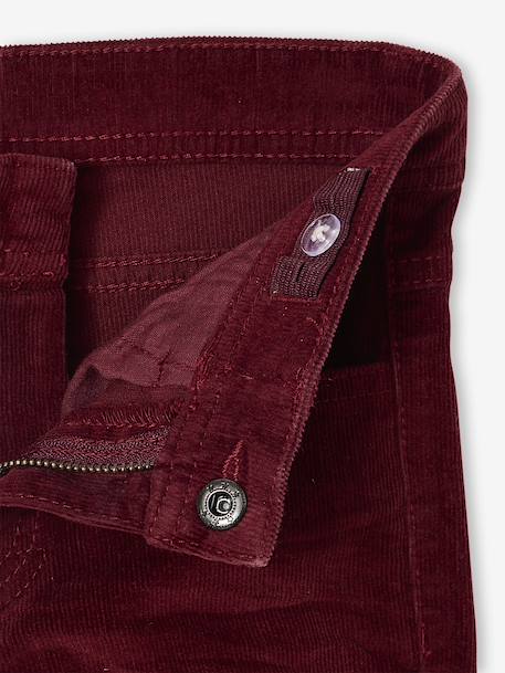 Slim Leg Corduroy Trousers for Boys bordeaux red+Tan - vertbaudet enfant 