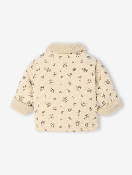 Quilted baby jacket in printed velvet vanilla - vertbaudet enfant 