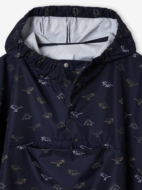 Hooded Rain Poncho with Dinosaur Print for Boys indigo - vertbaudet enfant 