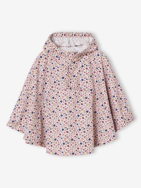 Floral Print Hooded Rain Poncho for Girls, LILIBETH rose - vertbaudet enfant 