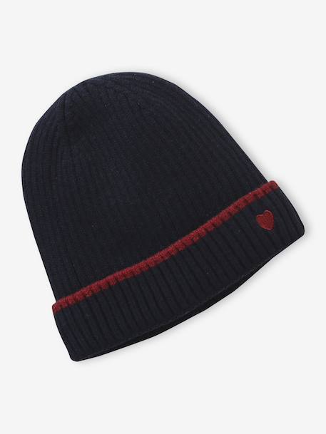 Ribbed Knit Beanie for Girls, JONEN navy blue - vertbaudet enfant 