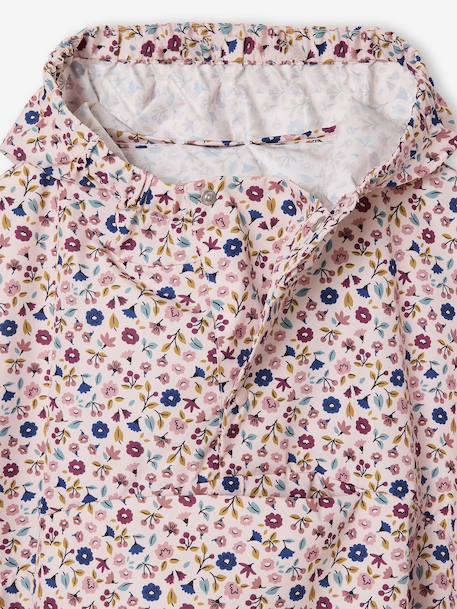 Floral Print Hooded Rain Poncho for Girls, LILIBETH rose - vertbaudet enfant 