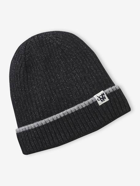 Bonnet garçon en maille côtelée anthracite - vertbaudet enfant 