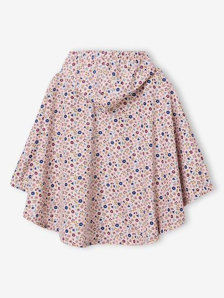 Floral Print Hooded Rain Poncho for Girls, LILIBETH rose - vertbaudet enfant 