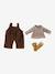 Velvet dungaree set + t-shirt + socks for baby doll brown - vertbaudet enfant 