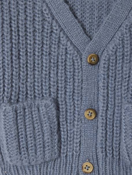 V-neck cardigan for babies in chunky knit grey blue+slate grey - vertbaudet enfant 