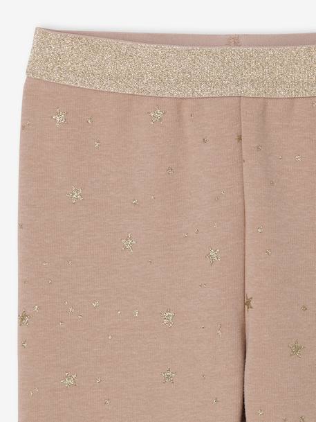 Fleece-Lined Leggings with Shiny Star Print for Girls mocha - vertbaudet enfant 