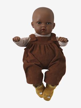 Velvet dungaree set + t-shirt + socks for baby doll - vertbaudet enfant -Velvet dungaree set + t-shirt + socks for baby doll