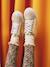 Baskets enfant fille en cuir à lacets beige imprimé+or - vertbaudet enfant 