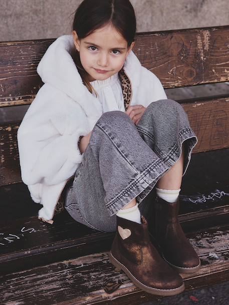 Leather Boots for Girls, Designed for Autonomy bronze - vertbaudet enfant 