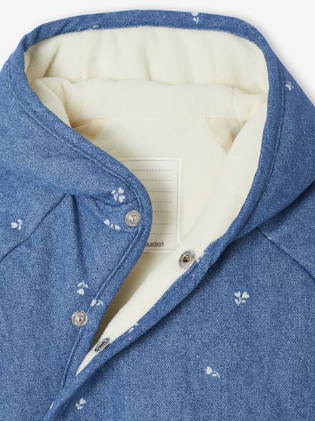 Denim Pramsuit with All-Over Print, for Newborns stone - vertbaudet enfant 