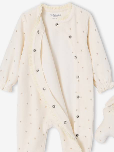 Velvet sleepsuit and comforter set ecru - vertbaudet enfant 