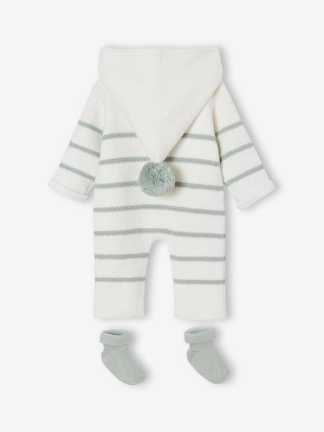 Knitted Jumpsuit + Socks Set for Newborns sage green - vertbaudet enfant 