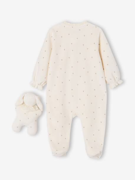 Velvet sleepsuit and comforter set ecru - vertbaudet enfant 