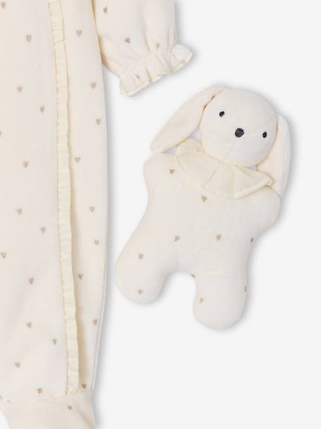 Velvet sleepsuit and comforter set ecru - vertbaudet enfant 