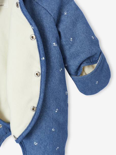 Denim Pramsuit with All-Over Print, for Newborns stone - vertbaudet enfant 