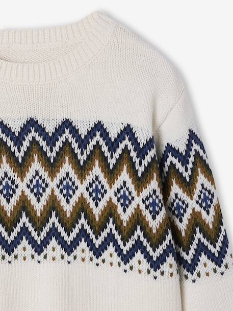 Long Sleeve Jacquard Jumper for Boys ecru - vertbaudet enfant 