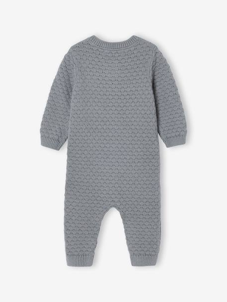 Jumpsuit in Textured Knit, for Newborns grey green - vertbaudet enfant 