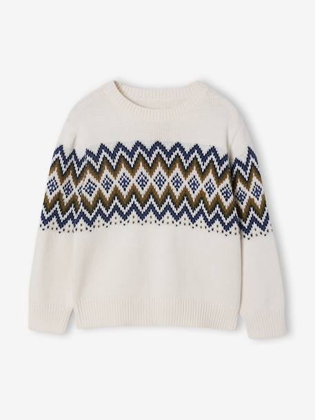 Long Sleeve Jacquard Jumper for Boys ecru - vertbaudet enfant 