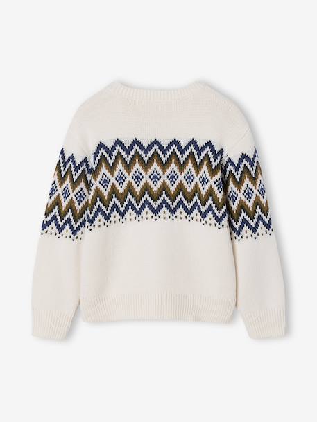 Pull Jacquard Garçon Manches Longues écru - vertbaudet enfant 