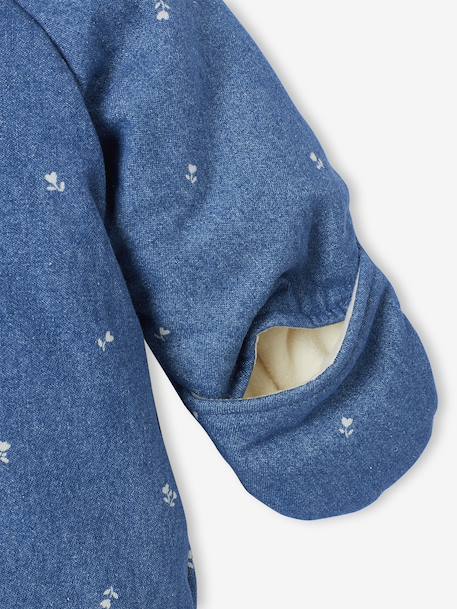 Denim Pramsuit with All-Over Print, for Newborns stone - vertbaudet enfant 