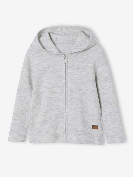 Zipped Hooded Cardigan for Boys marl grey - vertbaudet enfant 