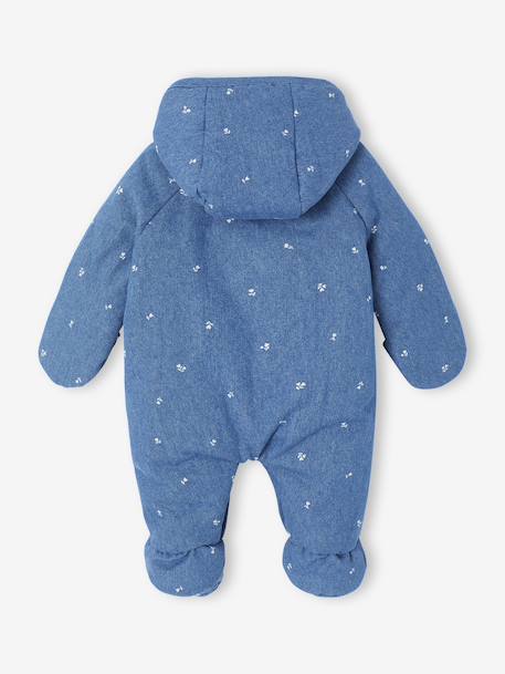 Denim Pramsuit with All-Over Print, for Newborns stone - vertbaudet enfant 
