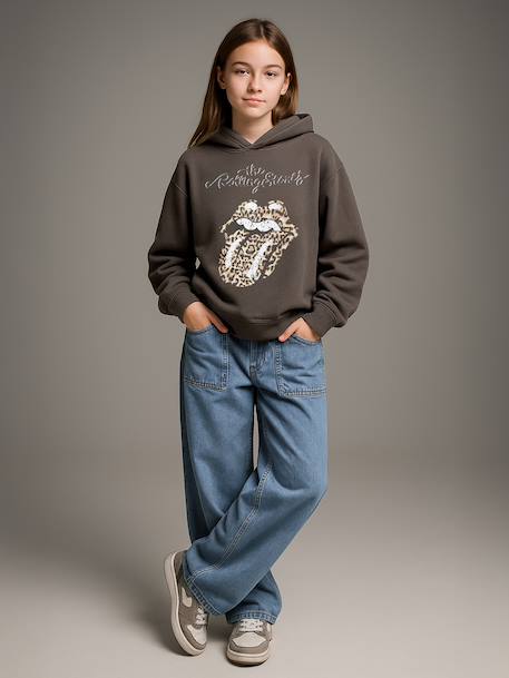 Jean large poches charpentier fille bleu moyen+denim gris - vertbaudet enfant 
