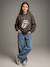 Jean large poches charpentier fille bleu moyen+denim gris - vertbaudet enfant 