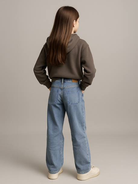 Jean large poches charpentier fille bleu moyen+denim gris - vertbaudet enfant 