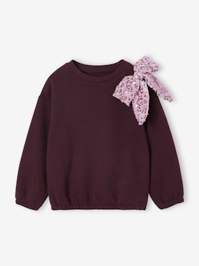 Sweat fille noeud en sequins - vertbaudet enfant Fille-Pull, gilet, sweat-Sweat-Sweat fille noeud en sequins