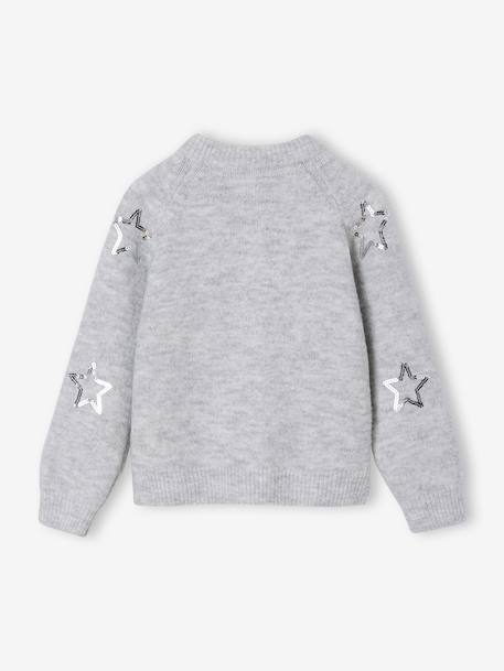 Girl's Christmas cardigan with sequin stars marl grey - vertbaudet enfant 