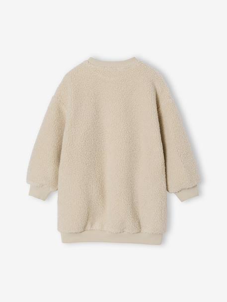 Girl's sherpa dress with embroidered detail vanilla - vertbaudet enfant 