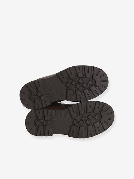 Boots enfant fille synthétique zippées et élastiquées marine+marron - vertbaudet enfant 