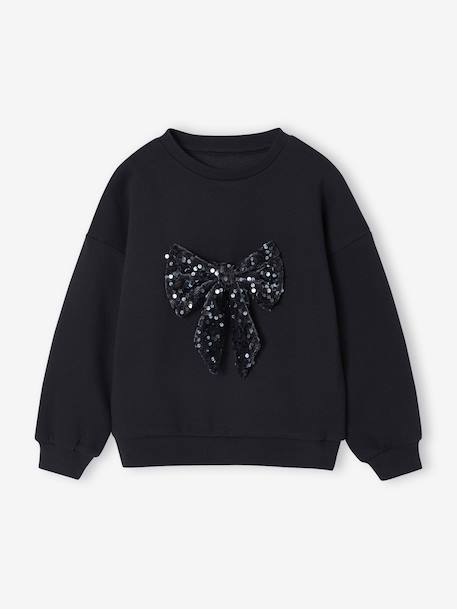 Christmas Sweatshirt with Sequinned Bow for Girls anthracite+red - vertbaudet enfant 