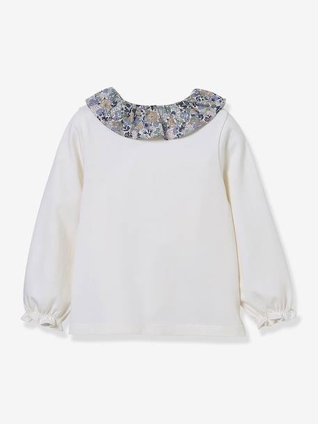 T-shirt with Liberty fabric collar in organic cotton for babies by CYRILLUS rose - vertbaudet enfant 