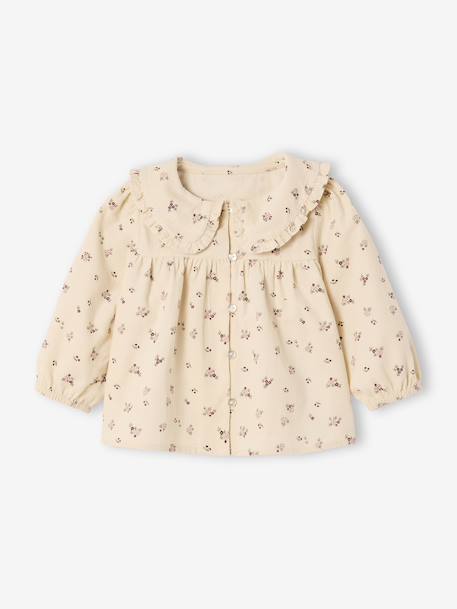 Blouse bébé imprimée en velours vanille - vertbaudet enfant 