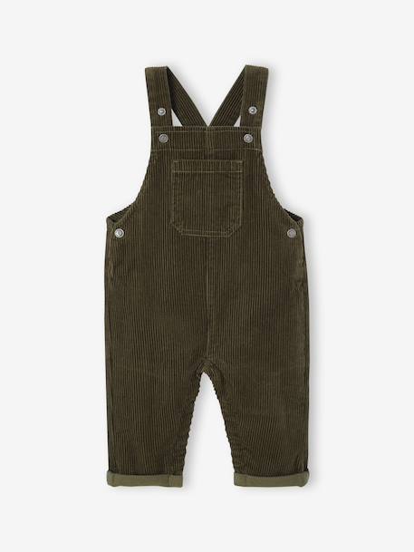 Baby sweatshirt + dungaree set khaki - vertbaudet enfant 