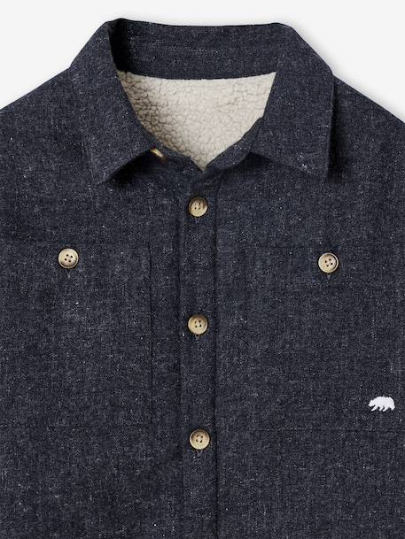 Lined Flannel Shirt for Boys marl grey - vertbaudet enfant 