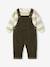 Baby sweatshirt + dungaree set khaki - vertbaudet enfant 