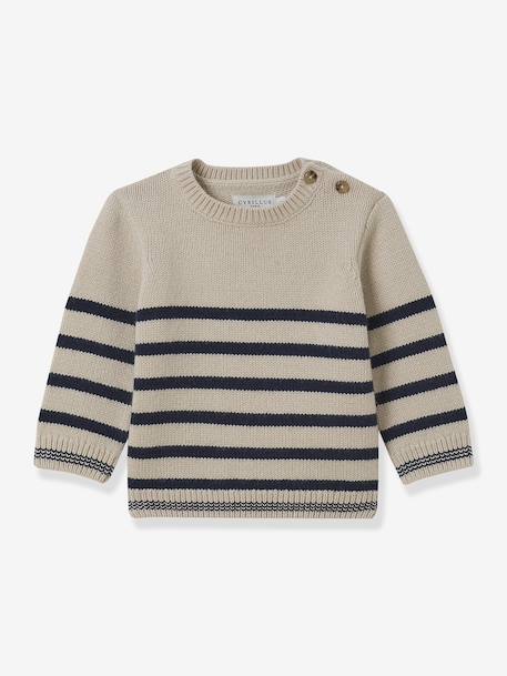 Pull marinière bébé laine beige - vertbaudet enfant 