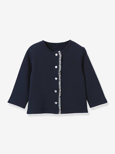 Cardigan in organic cotton fleece for babies CYRILLUS navy blue - vertbaudet enfant 