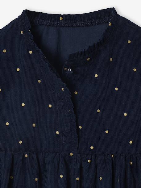 Girl's printed velvet dress navy blue+tomato red - vertbaudet enfant 
