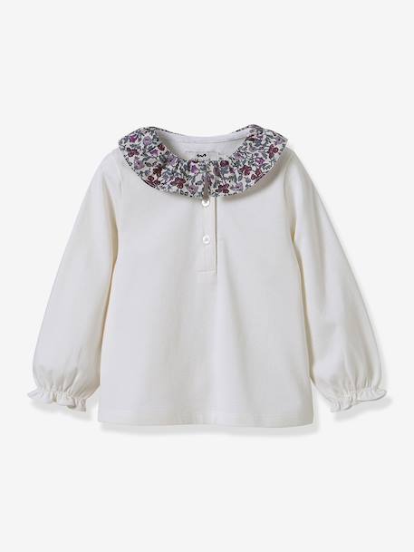 T-shirt col en tissu Liberty bébé coton biologique rose - vertbaudet enfant 