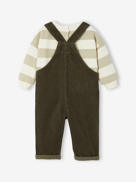 Baby sweatshirt + dungaree set khaki - vertbaudet enfant 