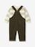 Baby sweatshirt + dungaree set khaki - vertbaudet enfant 