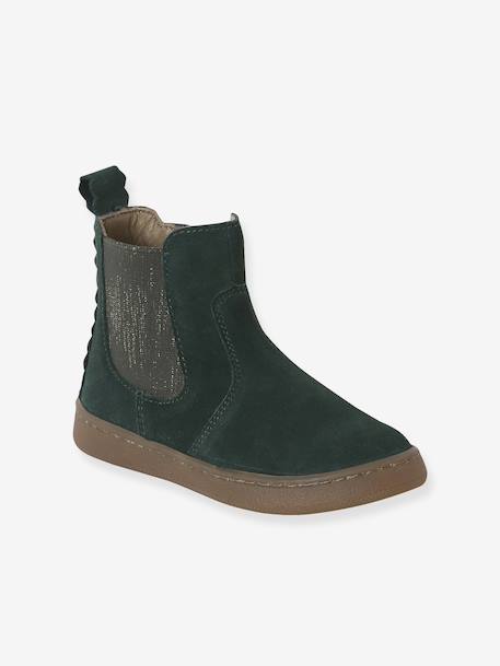 Leather Boots for Girls bronze+camel+green+navy blue - vertbaudet enfant 