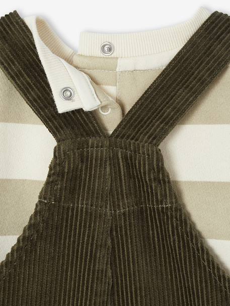 Baby sweatshirt + dungaree set khaki - vertbaudet enfant 
