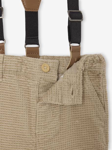 Pantalon bébé en velours avec bretelles amovibles beige - vertbaudet enfant 