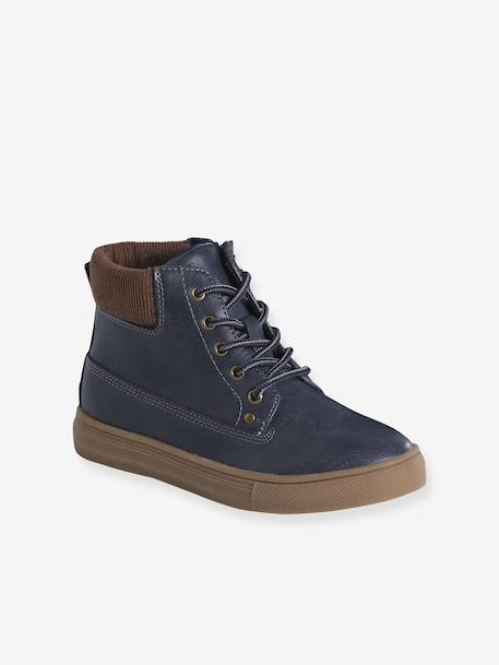 Boys' zipped synthetic boots navy blue - vertbaudet enfant 
